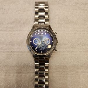 Fossil Silver and Blue Chronograph Watch